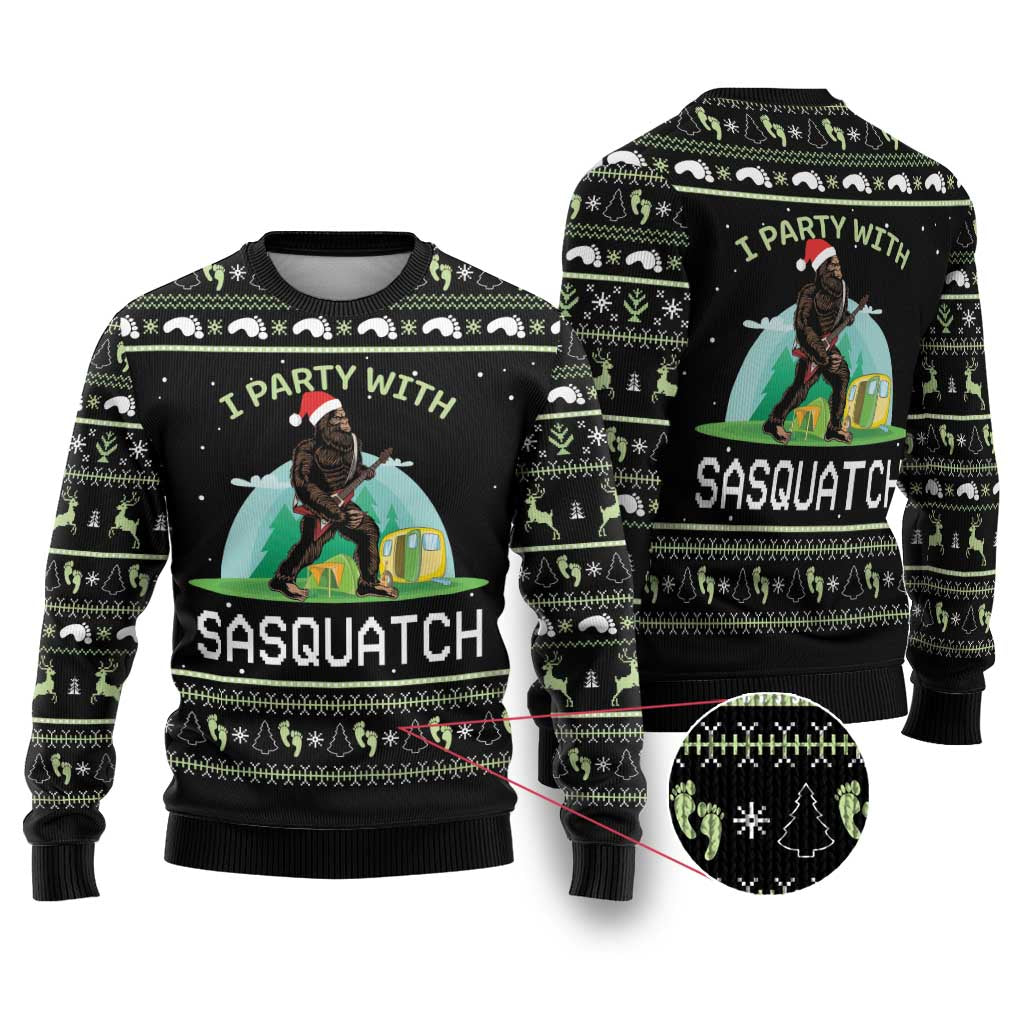 Christmas Im Party With Sasquatch Camping Ugly Christmas Sweater - Wonder Print Shop