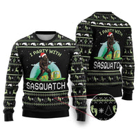 Christmas Im Party With Sasquatch Camping Ugly Christmas Sweater - Wonder Print Shop