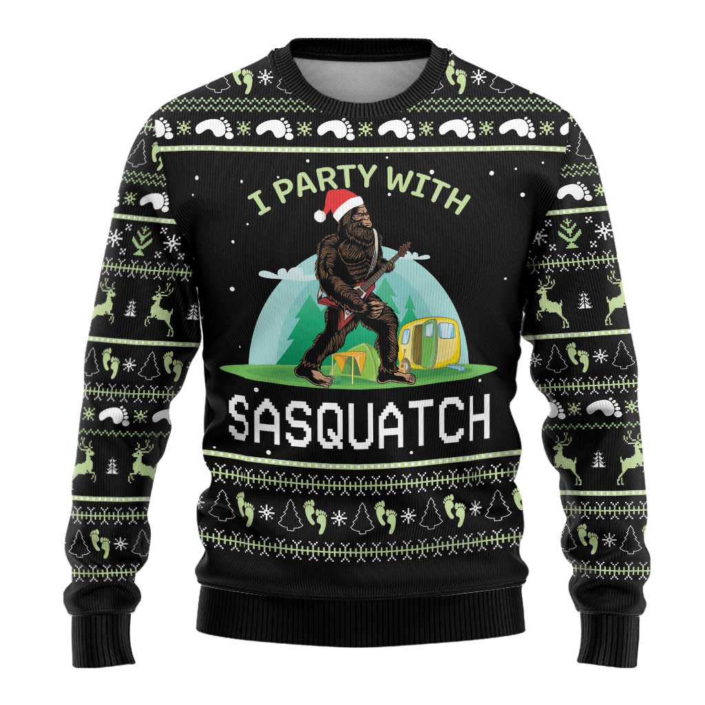 Christmas Im Party With Sasquatch Camping Ugly Christmas Sweater - Wonder Print Shop