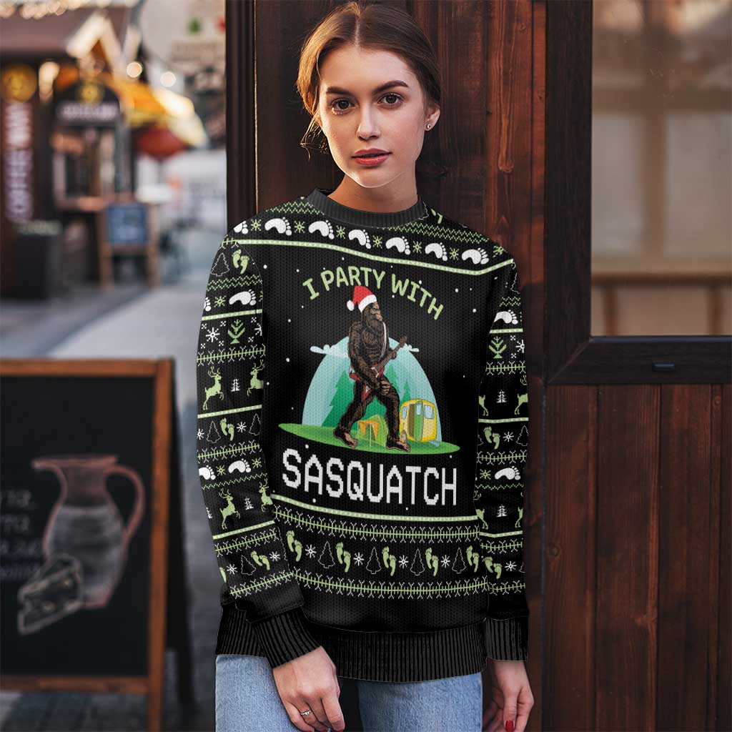 Christmas Im Party With Sasquatch Camping Ugly Christmas Sweater - Wonder Print Shop