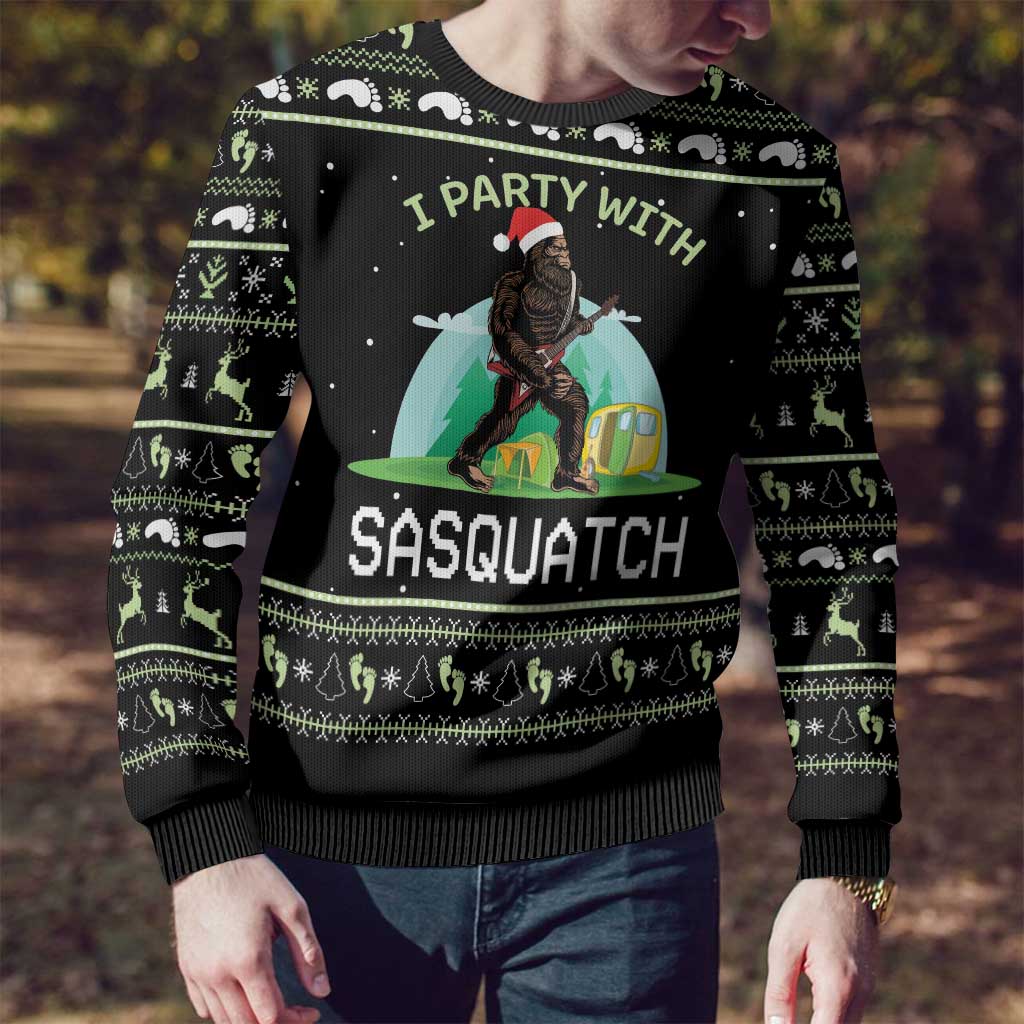 Christmas Im Party With Sasquatch Camping Ugly Christmas Sweater - Wonder Print Shop