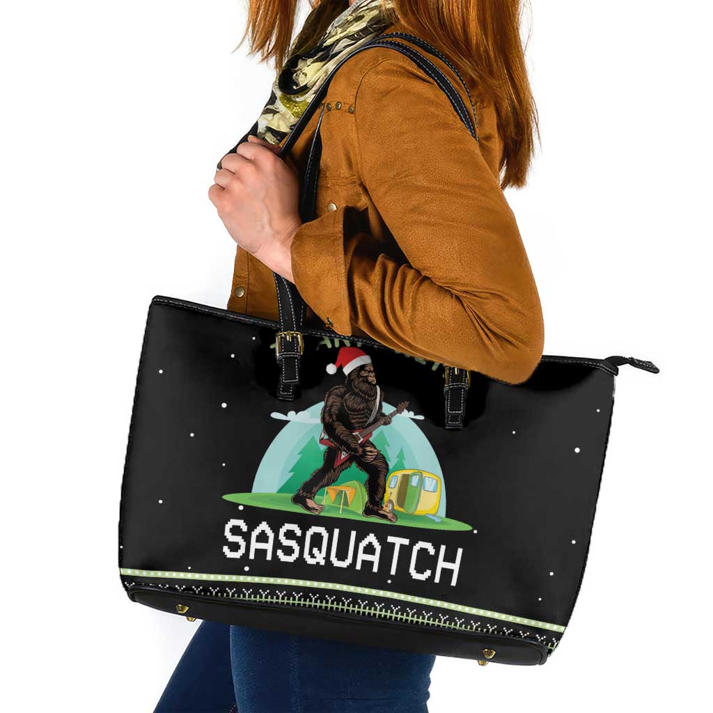 I'm Party With Sasquatch Camping Leather Tote Bag I'm Party With Sasquatch - Wonder Print Shop
