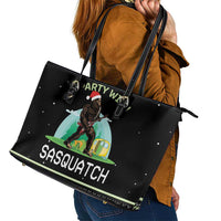 I'm Party With Sasquatch Camping Leather Tote Bag I'm Party With Sasquatch - Wonder Print Shop