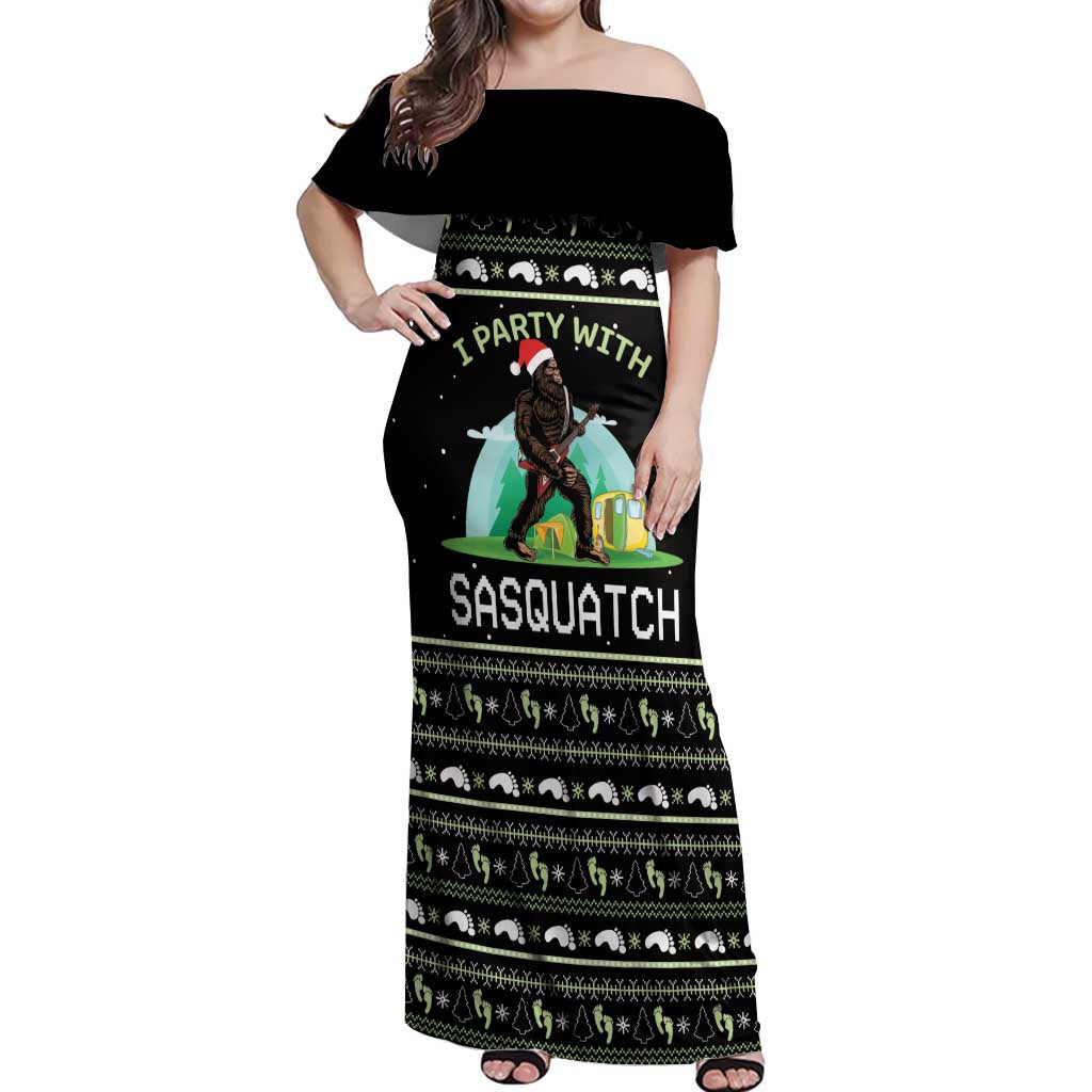 I'm Party With Sasquatch Camping Off Shoulder Maxi Dress I'm Party With Sasquatch - Wonder Print Shop