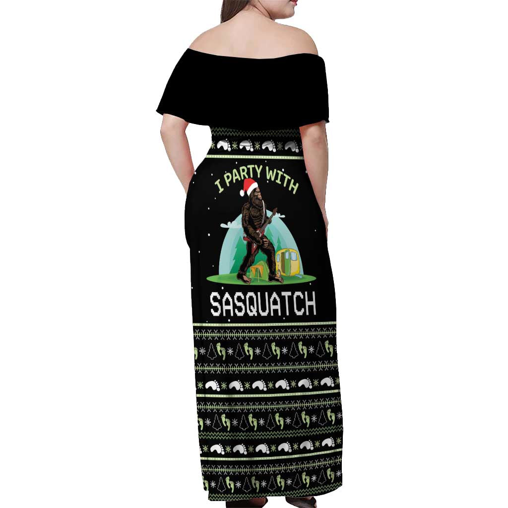 I'm Party With Sasquatch Camping Off Shoulder Maxi Dress I'm Party With Sasquatch - Wonder Print Shop