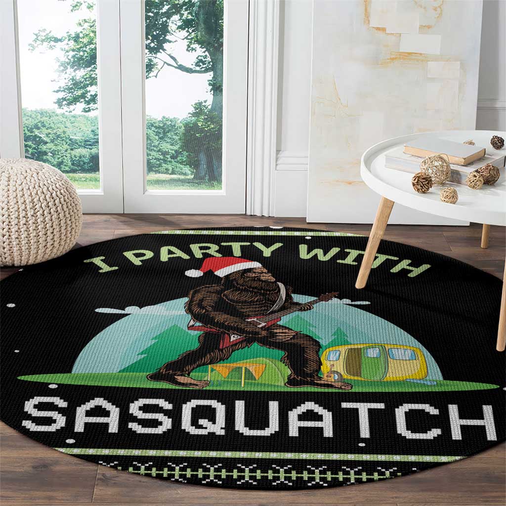 I'm Party With Sasquatch Camping Round Carpet I'm Party With Sasquatch