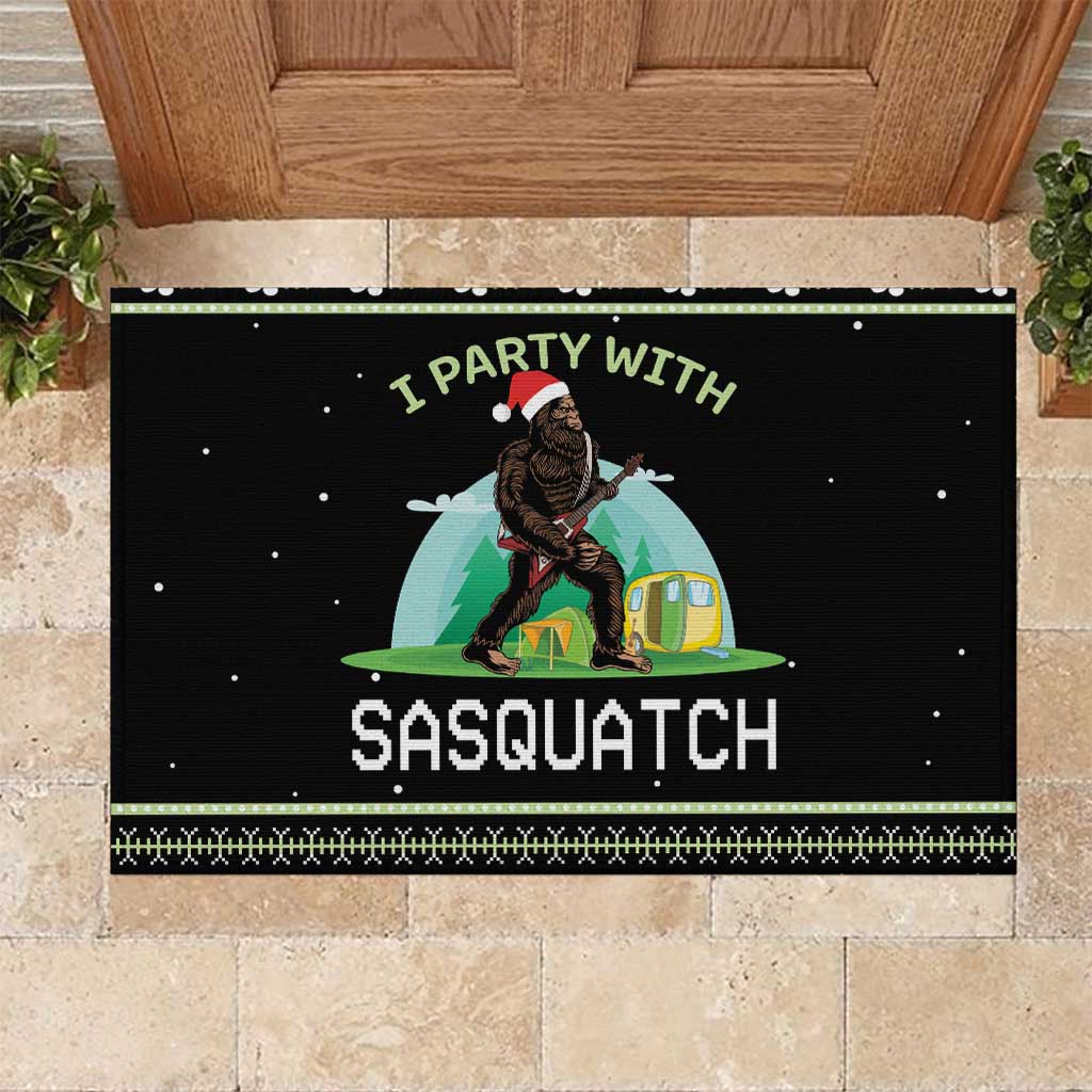 I'm Party With Sasquatch Camping Rubber Doormat I'm Party With Sasquatch - Wonder Print Shop