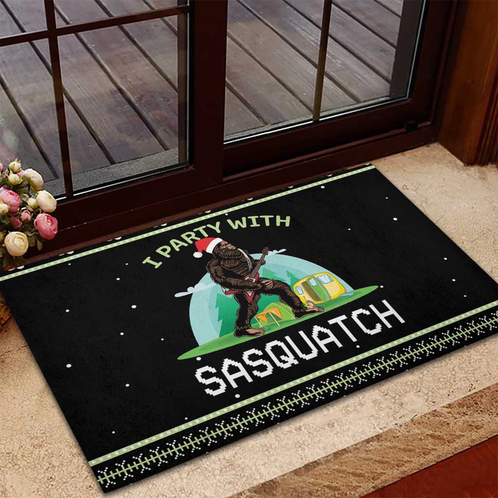 I'm Party With Sasquatch Camping Rubber Doormat I'm Party With Sasquatch - Wonder Print Shop