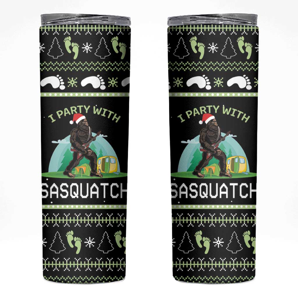 Christmas Im Party With Sasquatch Camping Skinny Tumbler - Wonder Print Shop