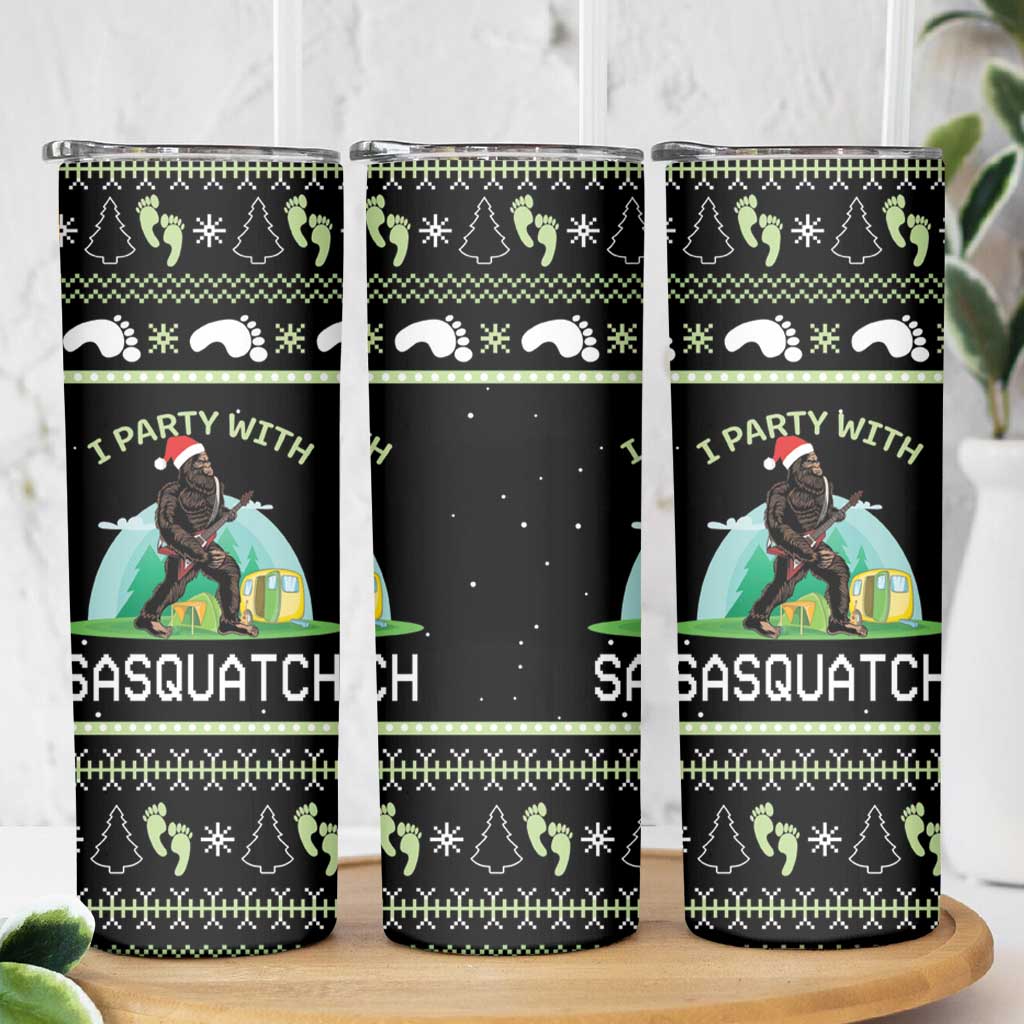 Christmas Im Party With Sasquatch Camping Skinny Tumbler - Wonder Print Shop