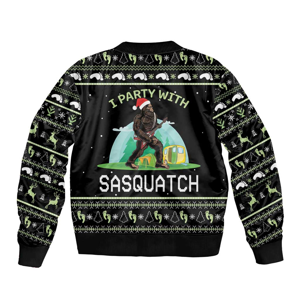 I'm Party With Sasquatch Camping Sleeve Zip Bomber Jacket I'm Party With Sasquatch - Wonder Print Shop