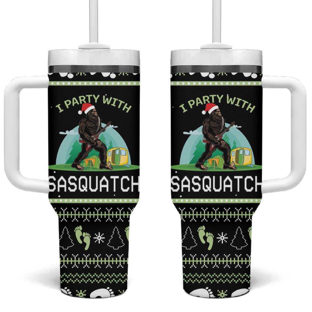Christmas Im Party With Sasquatch Camping Tumbler With Handle - Wonder Print Shop