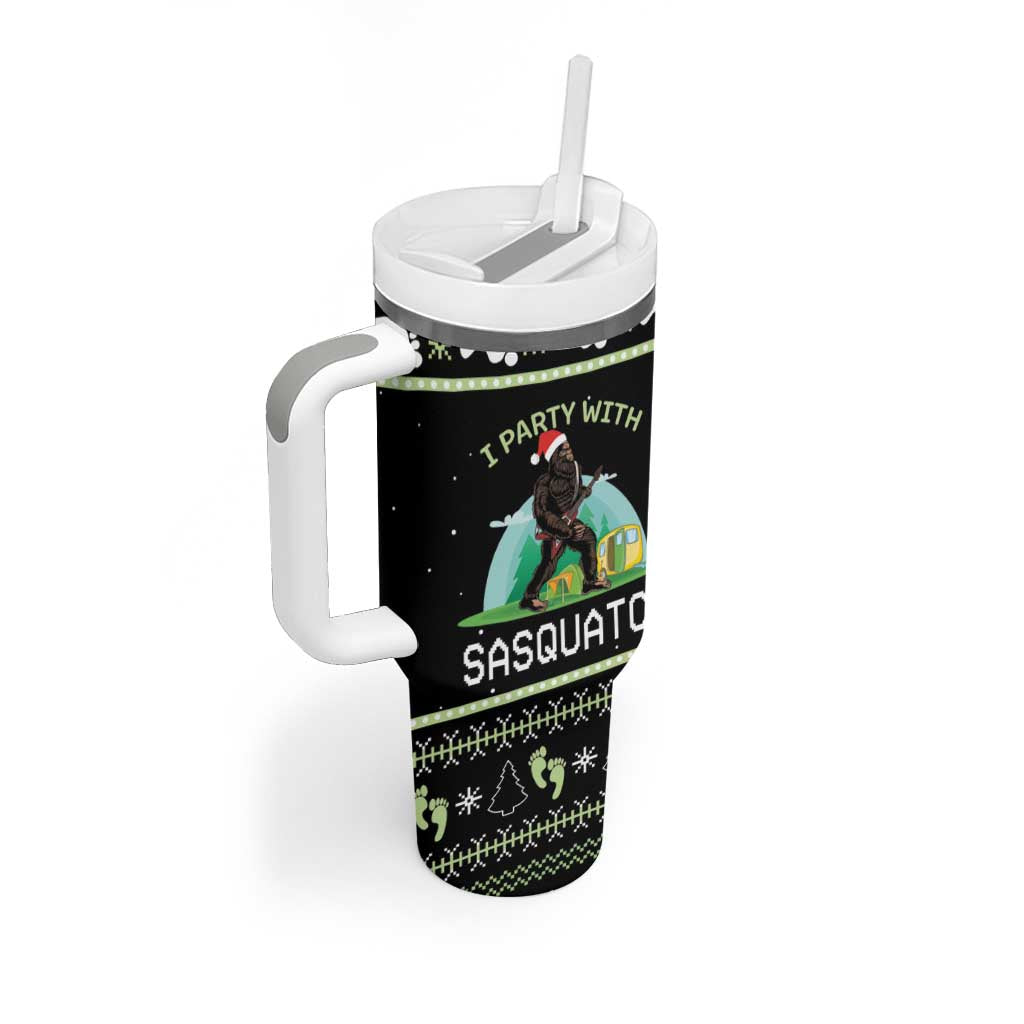 Christmas Im Party With Sasquatch Camping Tumbler With Handle - Wonder Print Shop