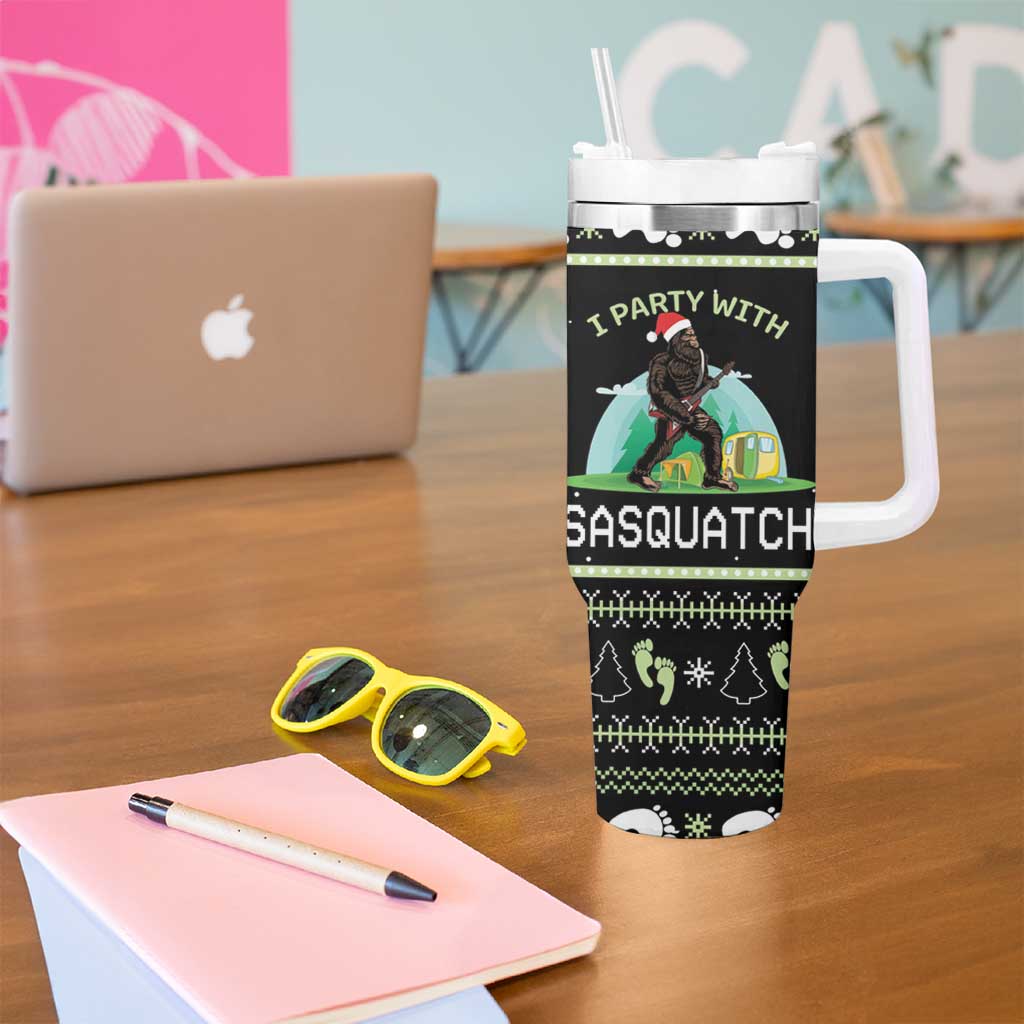 Christmas Im Party With Sasquatch Camping Tumbler With Handle - Wonder Print Shop