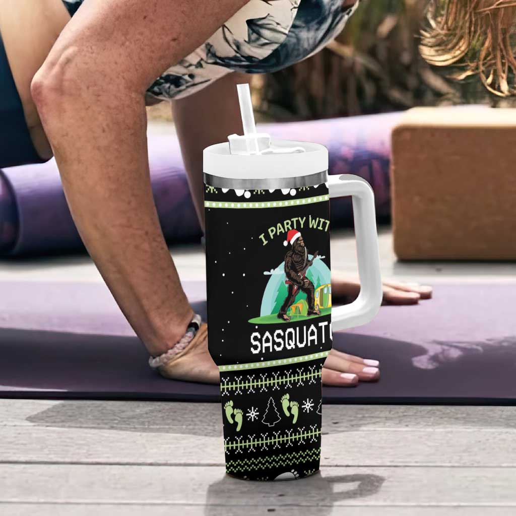 Christmas Im Party With Sasquatch Camping Tumbler With Handle - Wonder Print Shop