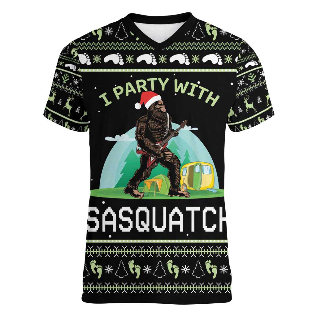 I'm Party With Sasquatch Camping Women V-Neck T-Shirt I'm Party With Sasquatch - Wonder Print Shop