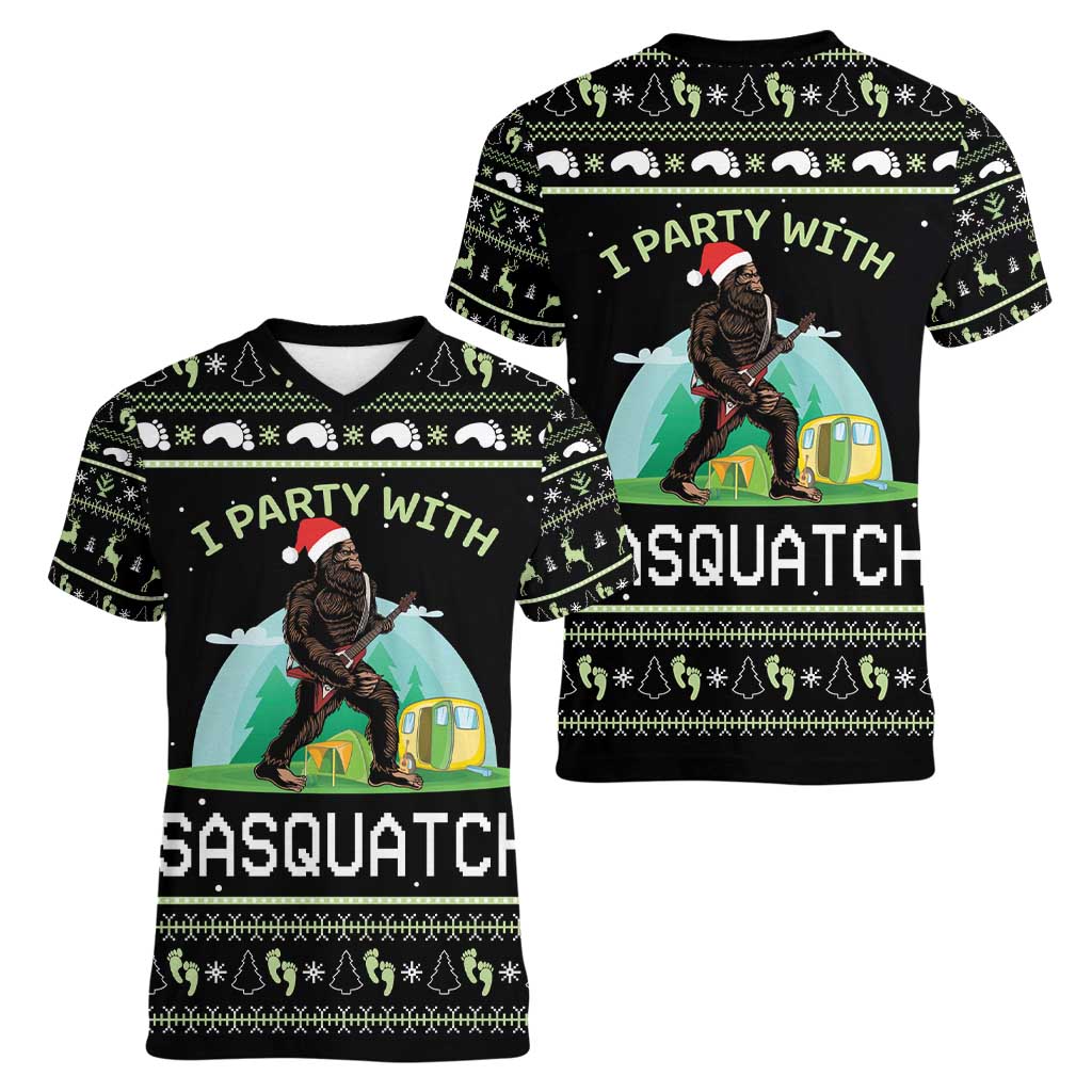 I'm Party With Sasquatch Camping Women V-Neck T-Shirt I'm Party With Sasquatch - Wonder Print Shop