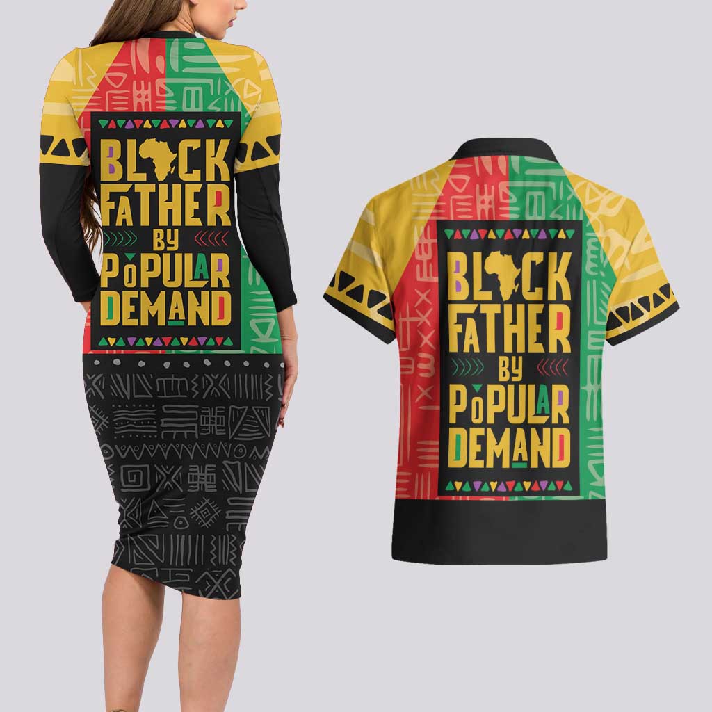Black Father By Popular Demand African Couples Matching Long Sleeve Bodycon Dress and Hawaiian Shirt - Wonder Print Shop