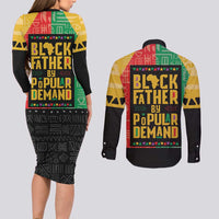 Black Father By Popular Demand African Couples Matching Long Sleeve Bodycon Dress and Long Sleeve Button Shirt - Wonder Print Shop
