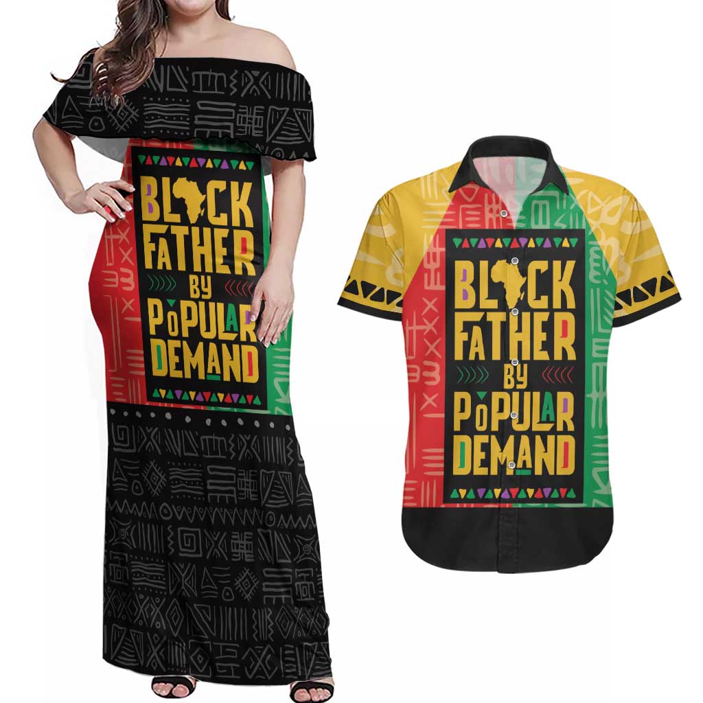 Black Father By Popular Demand African Couples Matching Off Shoulder Maxi Dress and Hawaiian Shirt - Wonder Print Shop