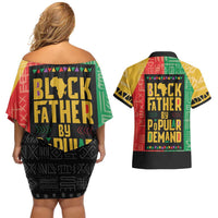 Black Father By Popular Demand African Couples Matching Off Shoulder Short Dress and Hawaiian Shirt - Wonder Print Shop