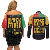 Black Father By Popular Demand African Couples Matching Off Shoulder Short Dress and Long Sleeve Button Shirt - Wonder Print Shop