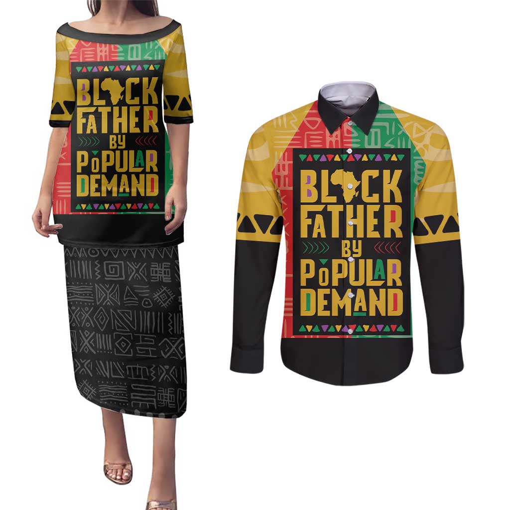 Black Father By Popular Demand African Couples Matching Puletasi and Long Sleeve Button Shirt - Wonder Print Shop