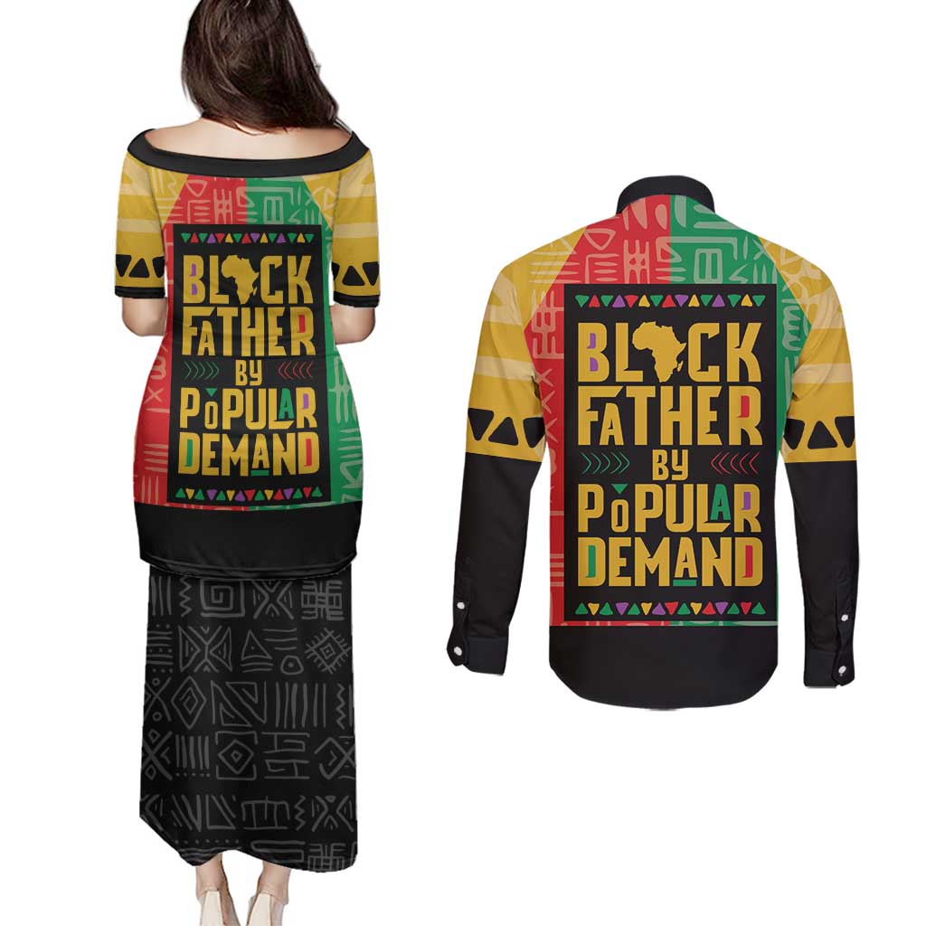 Black Father By Popular Demand African Couples Matching Puletasi and Long Sleeve Button Shirt - Wonder Print Shop