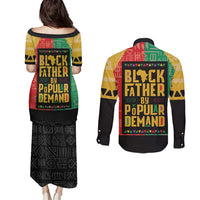 Black Father By Popular Demand African Couples Matching Puletasi and Long Sleeve Button Shirt - Wonder Print Shop
