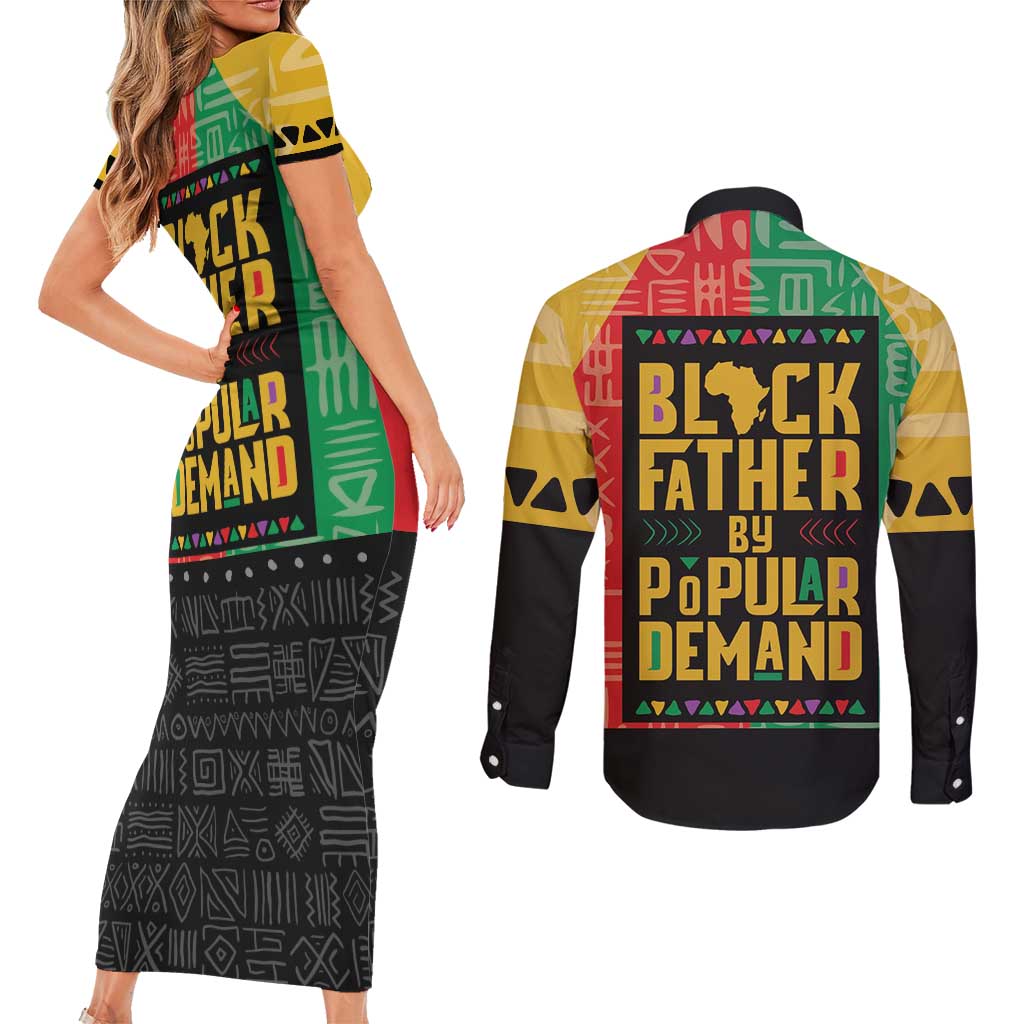 Black Father By Popular Demand African Couples Matching Short Sleeve Bodycon Dress and Long Sleeve Button Shirt - Wonder Print Shop