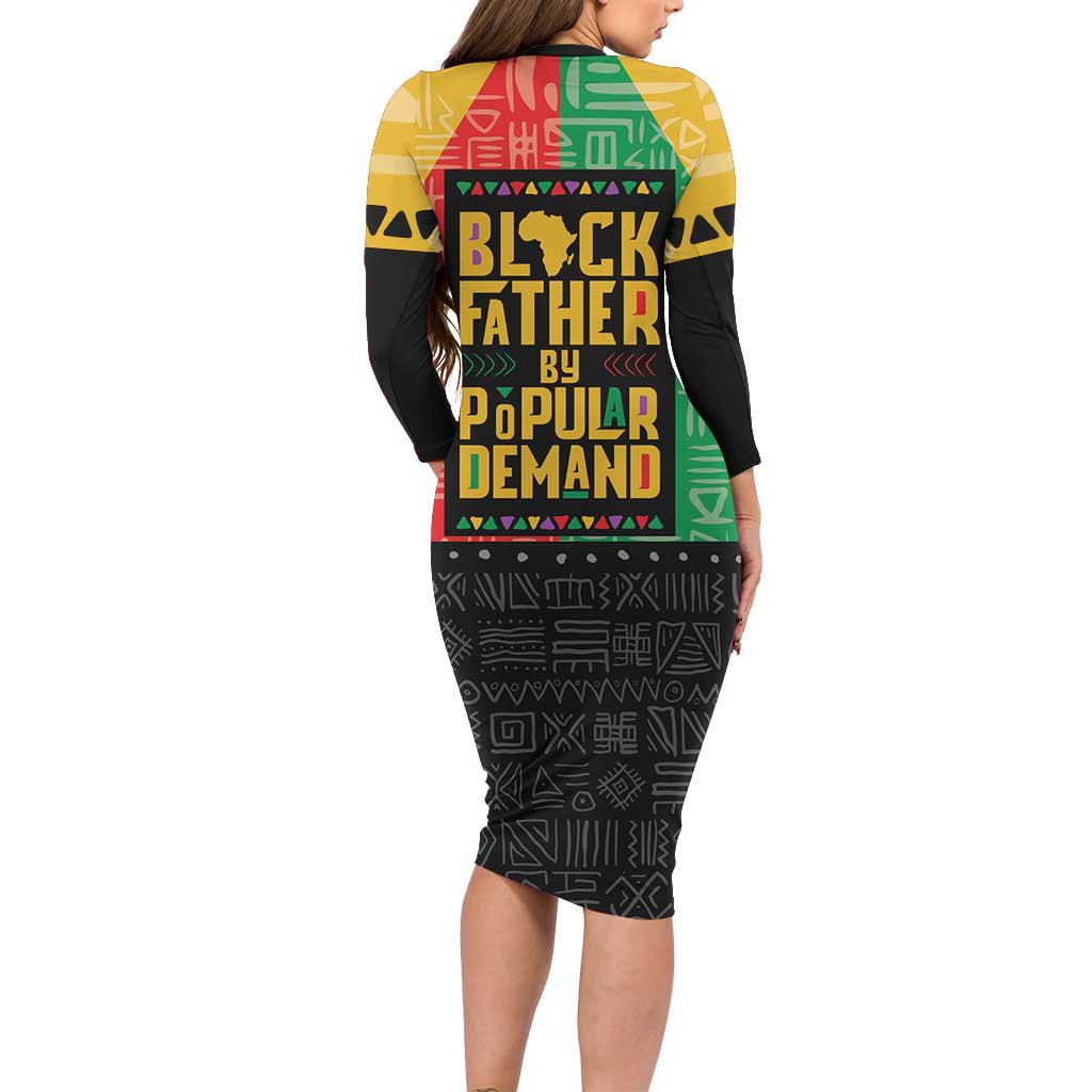 Black Father By Popular Demand African Family Matching Long Sleeve Bodycon Dress and Hawaiian Shirt - Wonder Print Shop