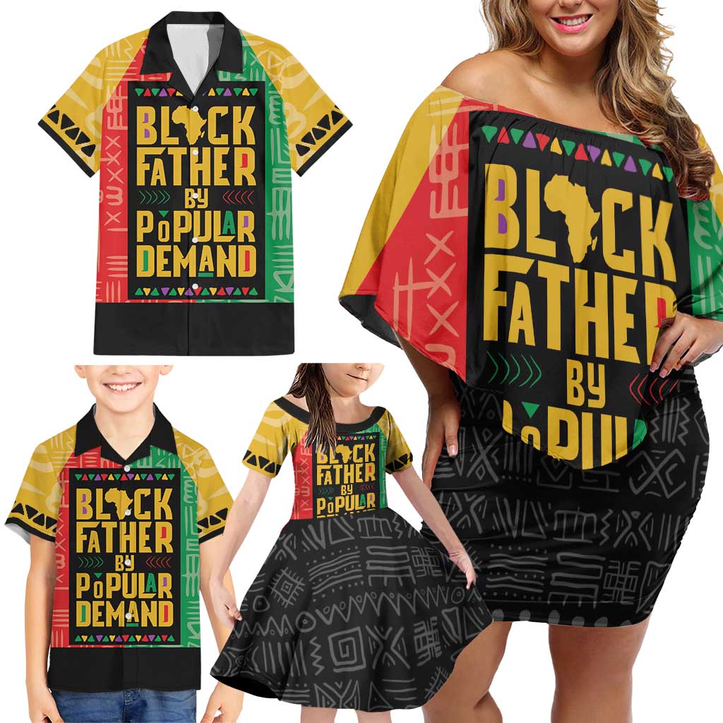 Black Father By Popular Demand African Family Matching Off Shoulder Short Dress and Hawaiian Shirt - Wonder Print Shop