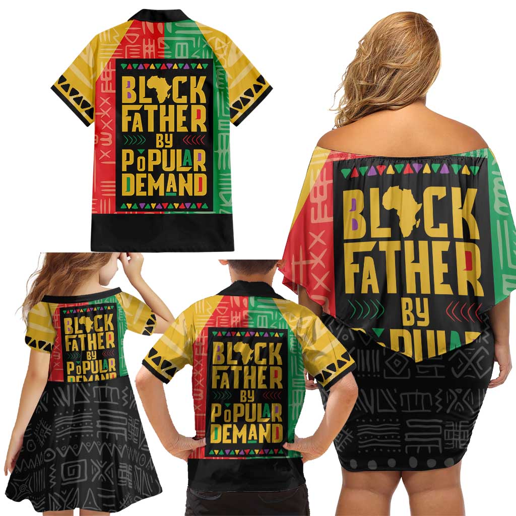 Black Father By Popular Demand African Family Matching Off Shoulder Short Dress and Hawaiian Shirt - Wonder Print Shop