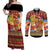 African Heritage and Celebrated Christmas Couples Matching Off Shoulder Maxi Dress and Long Sleeve Button Shirt - Wonder Print Shop