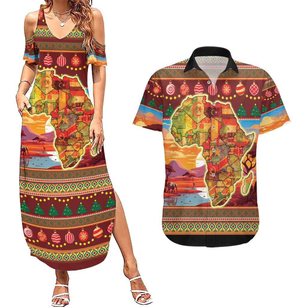 African Heritage and Celebrated Christmas Couples Matching Summer Maxi Dress and Hawaiian Shirt - Wonder Print Shop