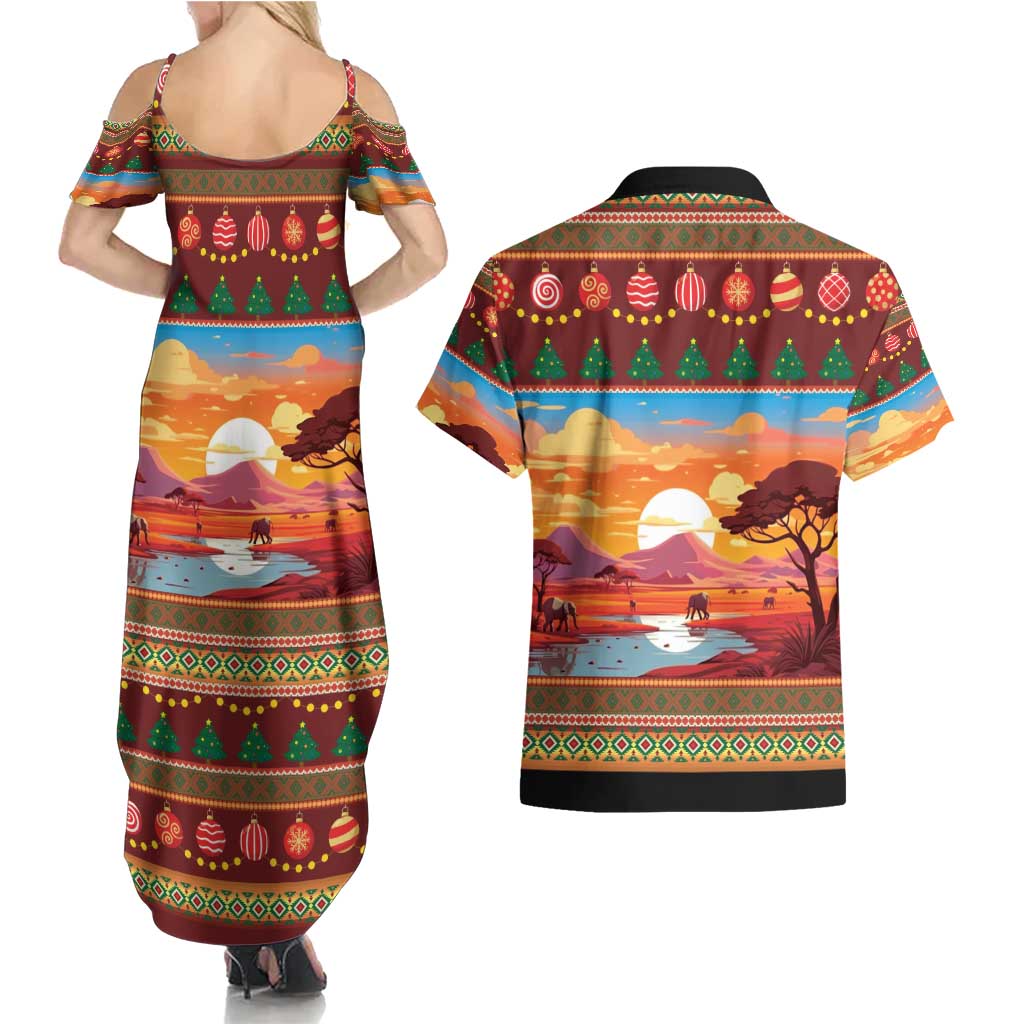 African Heritage and Celebrated Christmas Couples Matching Summer Maxi Dress and Hawaiian Shirt - Wonder Print Shop