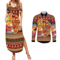 African Heritage and Celebrated Christmas Couples Matching Summer Maxi Dress and Long Sleeve Button Shirt - Wonder Print Shop