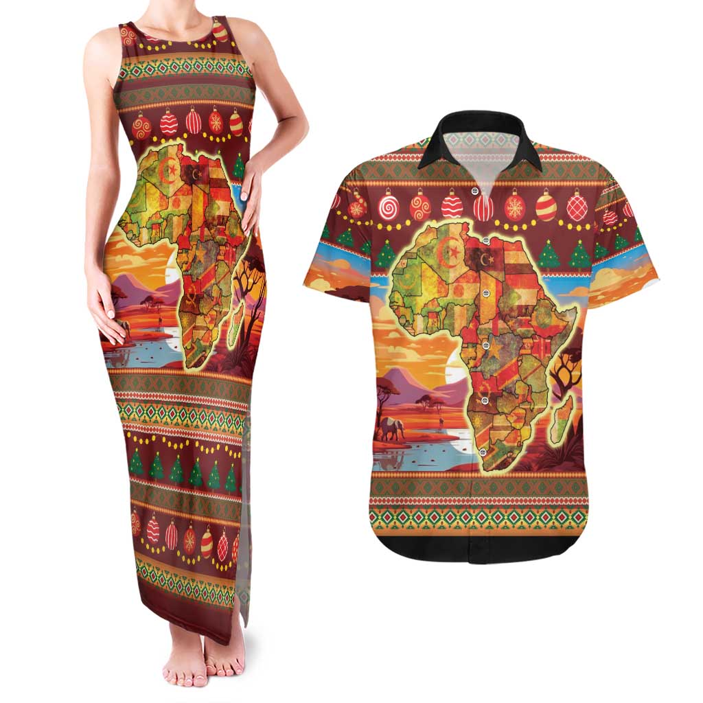 African Heritage and Celebrated Christmas Couples Matching Tank Maxi Dress and Hawaiian Shirt - Wonder Print Shop