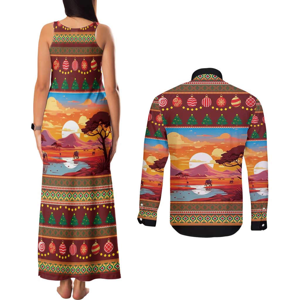 African Heritage and Celebrated Christmas Couples Matching Tank Maxi Dress and Long Sleeve Button Shirt - Wonder Print Shop