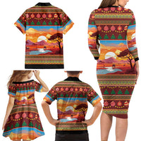African Heritage and Celebrated Christmas Family Matching Long Sleeve Bodycon Dress and Hawaiian Shirt - Wonder Print Shop