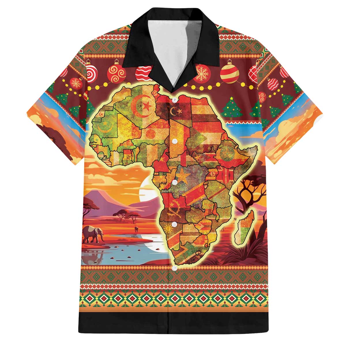African Heritage and Celebrated Christmas Family Matching Off The Shoulder Long Sleeve Dress and Hawaiian Shirt - Wonder Print Shop