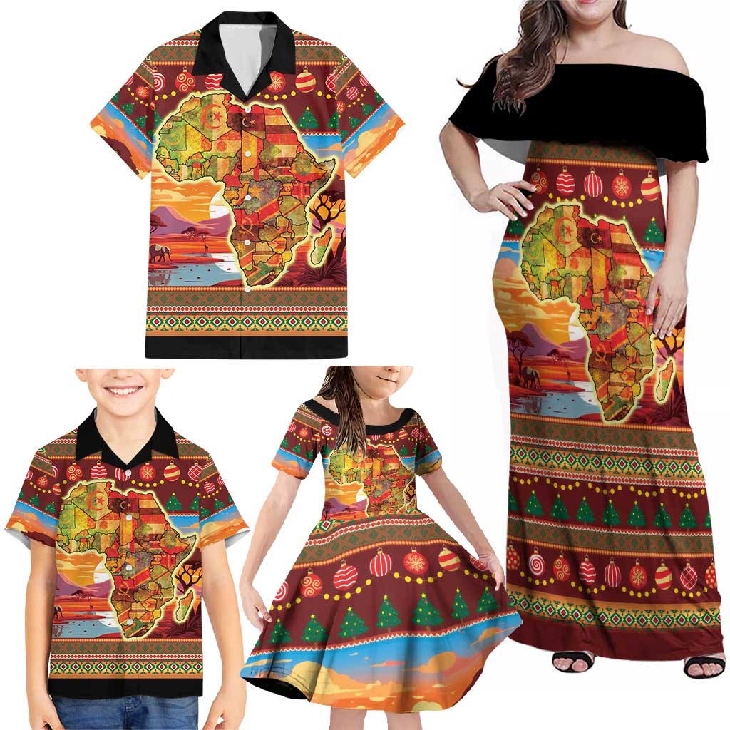 African Heritage and Celebrated Christmas Family Matching Off Shoulder Maxi Dress and Hawaiian Shirt - Wonder Print Shop
