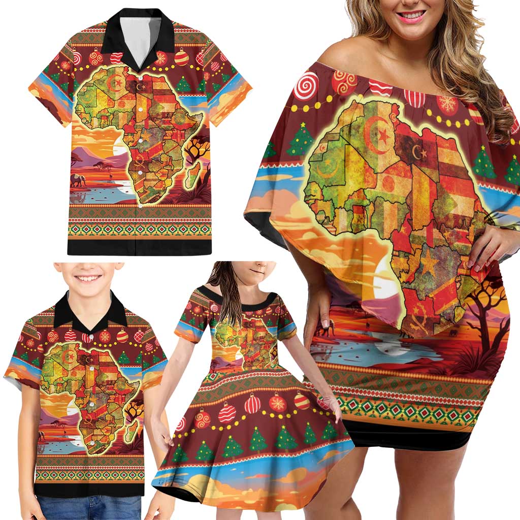 African Heritage and Celebrated Christmas Family Matching Off Shoulder Short Dress and Hawaiian Shirt - Wonder Print Shop