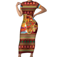 African Heritage and Celebrated Christmas Family Matching Short Sleeve Bodycon Dress and Hawaiian Shirt - Wonder Print Shop