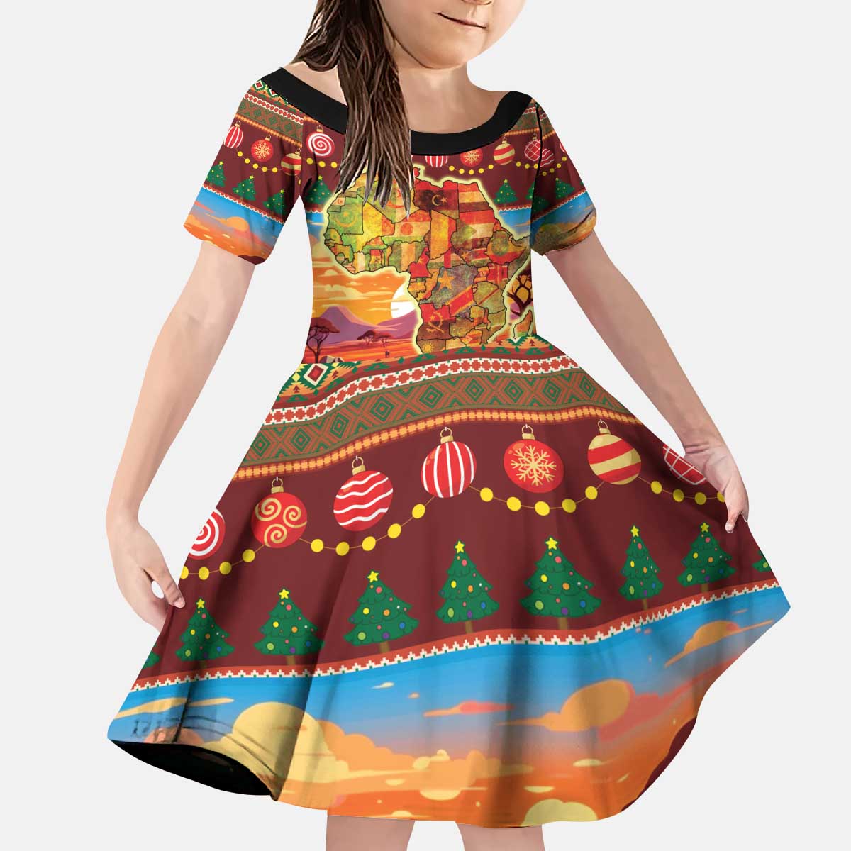 African Heritage and Celebrated Christmas Kid Short Sleeve Dress - Wonder Print Shop