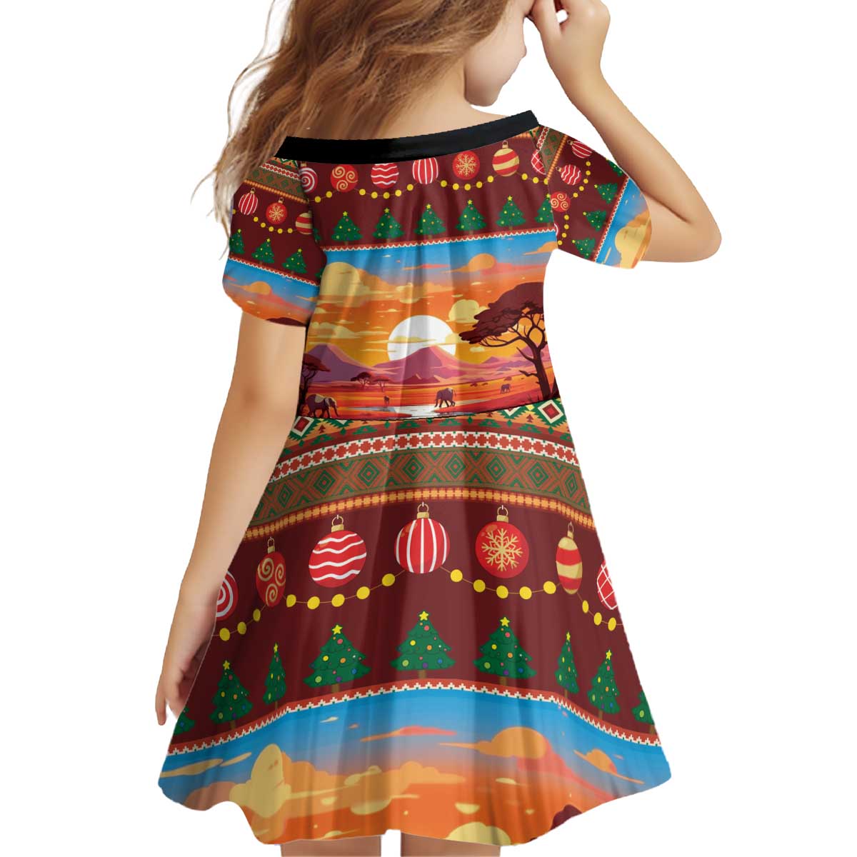 African Heritage and Celebrated Christmas Kid Short Sleeve Dress - Wonder Print Shop