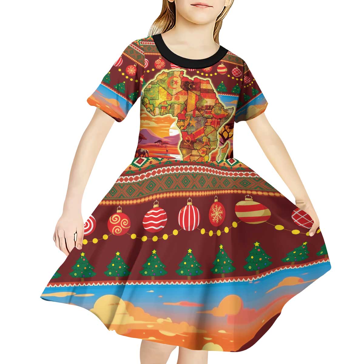 African Heritage and Celebrated Christmas Kid Short Sleeve Dress - Wonder Print Shop