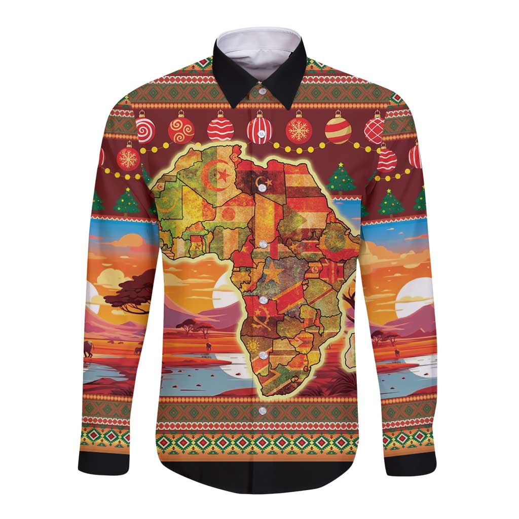 African Heritage and Celebrated Christmas Long Sleeve Button Shirt - Wonder Print Shop
