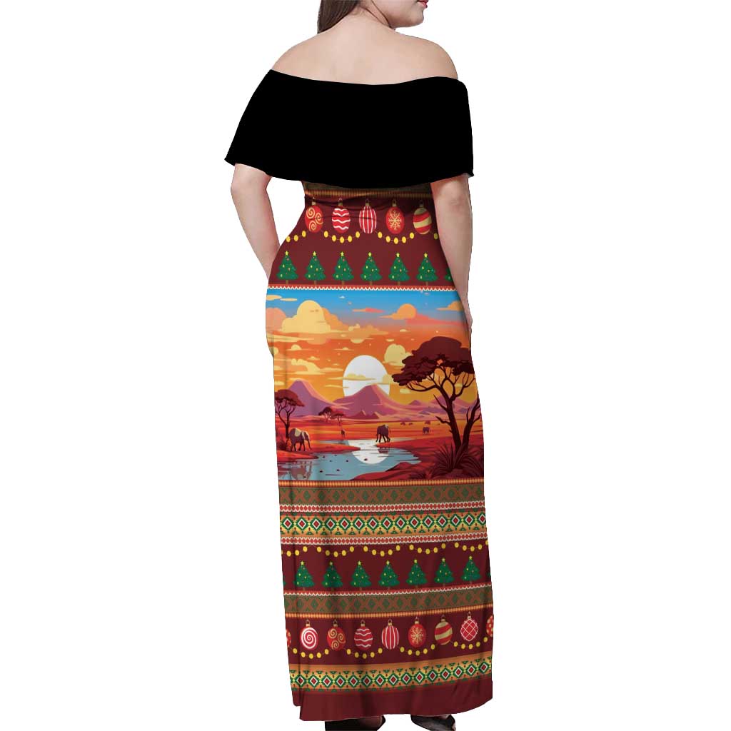 African Heritage and Celebrated Christmas Off Shoulder Maxi Dress - Wonder Print Shop