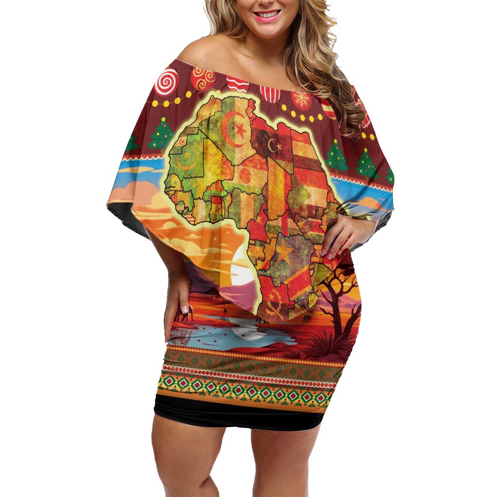 African Heritage and Celebrated Christmas Off Shoulder Short Dress - Wonder Print Shop